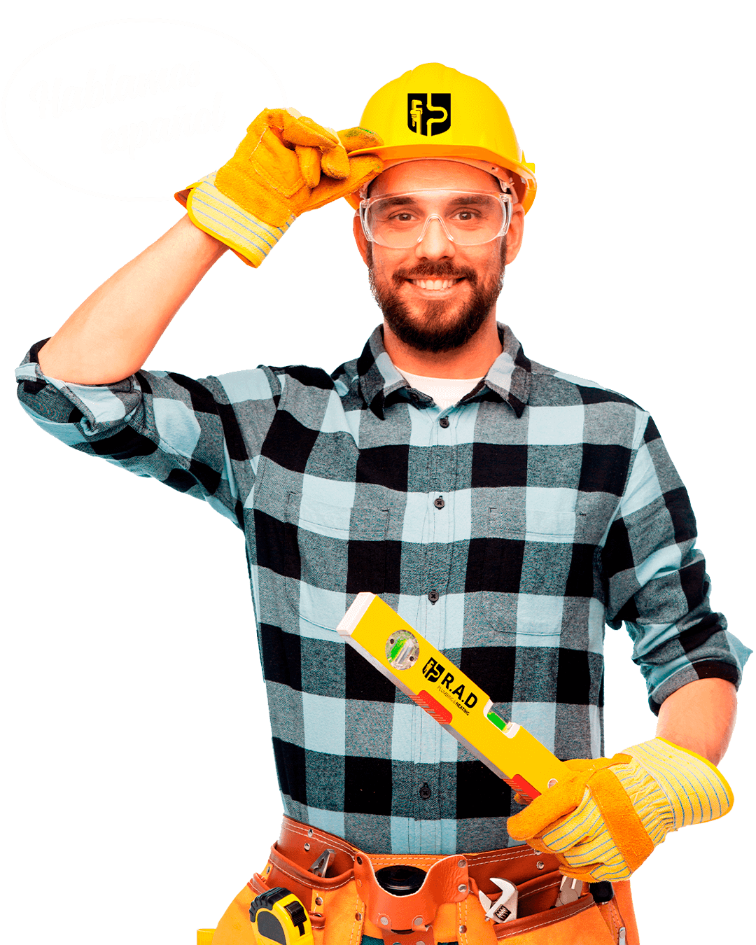 Plumber with yellow tools